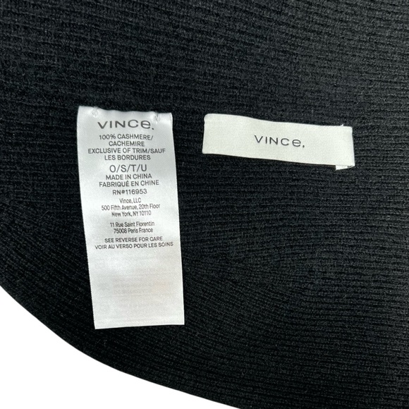 NEW Vince Knit Black 100% Cashmere Beanie Fine Gauge Women’s Winter Hat Warm New - Picture 10 of 10